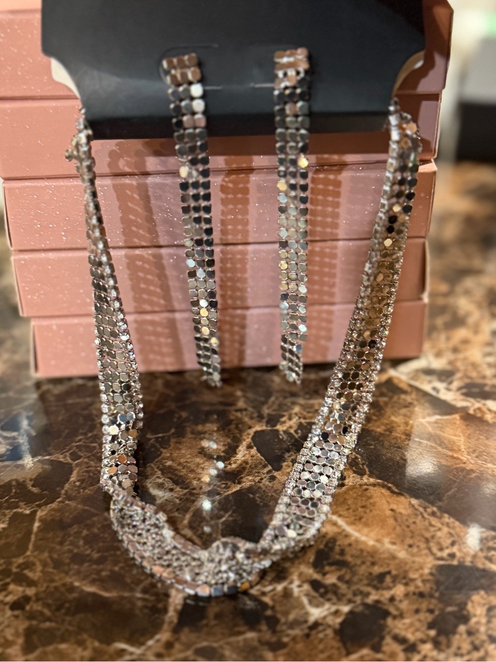 Mesh Choker Necklace and Earrings Set - Picture 3 of 9